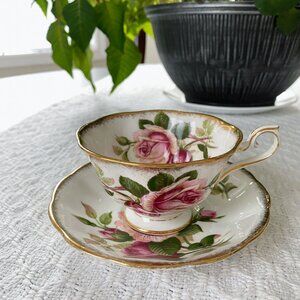 Royal Albert Anniversary Rose Bone China Teacup & Saucer England Vintage